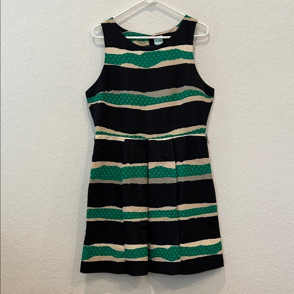 Tracy Reese Black and Green Striped Mini Dress